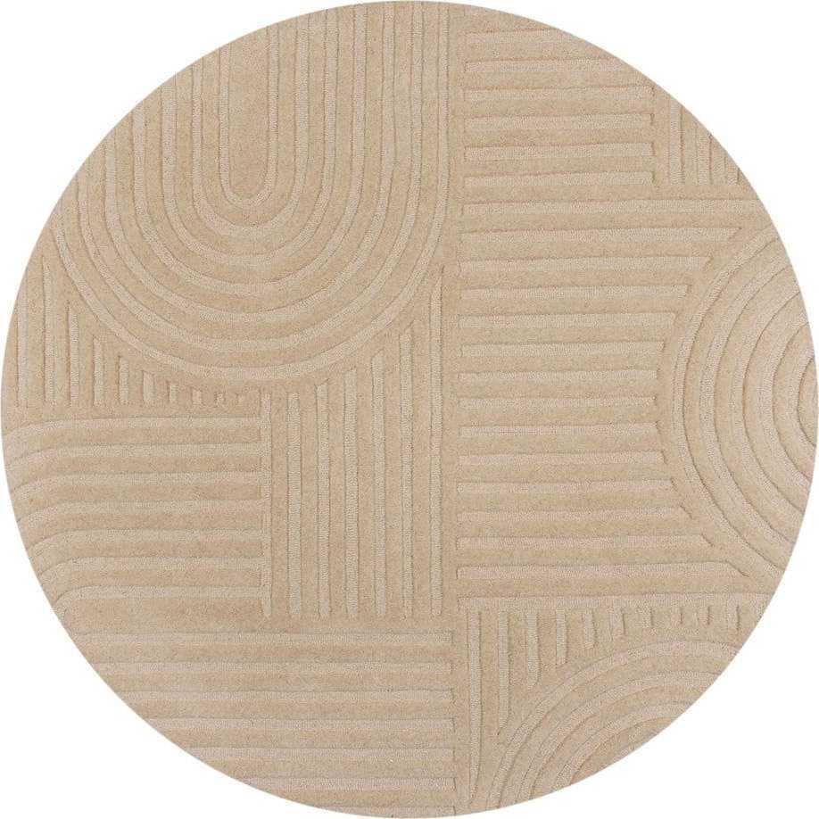 Béžový vlněný kulatý koberec ø 160 cm Zen Garden - Flair Rugs Flair Rugs