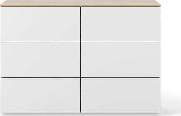 Bílá komoda s šuplíky a deskou v dubovém dekoru TemaHome Join