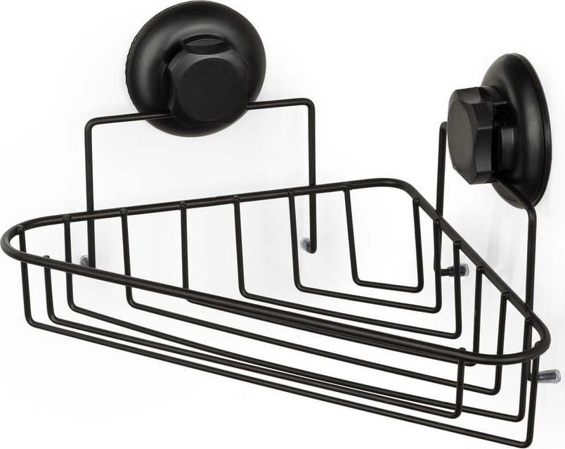 Černá samodržící nástěnná rohová koupelnová polička Compactor Bestlock Black Corner Rack 1 Shelf Compactor