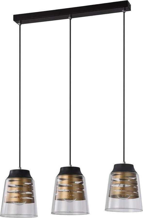 Černé závěsné svítidlo se skleněným stínidlem 15.5x61 cm Fresno – Candellux Lighting Candellux Lighting