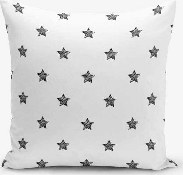 Černo-bílý povlak na polštář s příměsí bavlny Minimalist Cushion Covers White Background Star