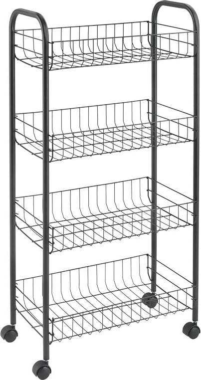 Černý kovový pojízdný regál 41x84 cm Ascona – Metaltex Metaltex