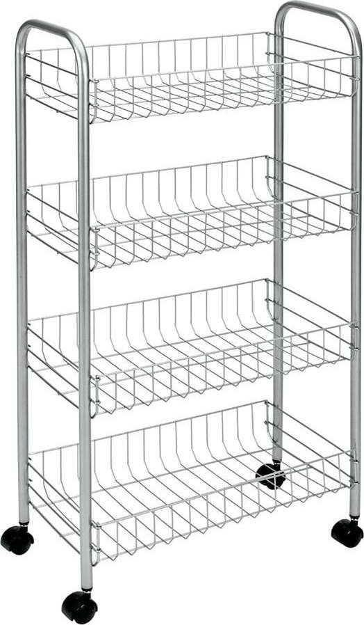 Kovový pojízdný regál ve stříbrné barvě 41x84 cm Ascona – Metaltex Metaltex