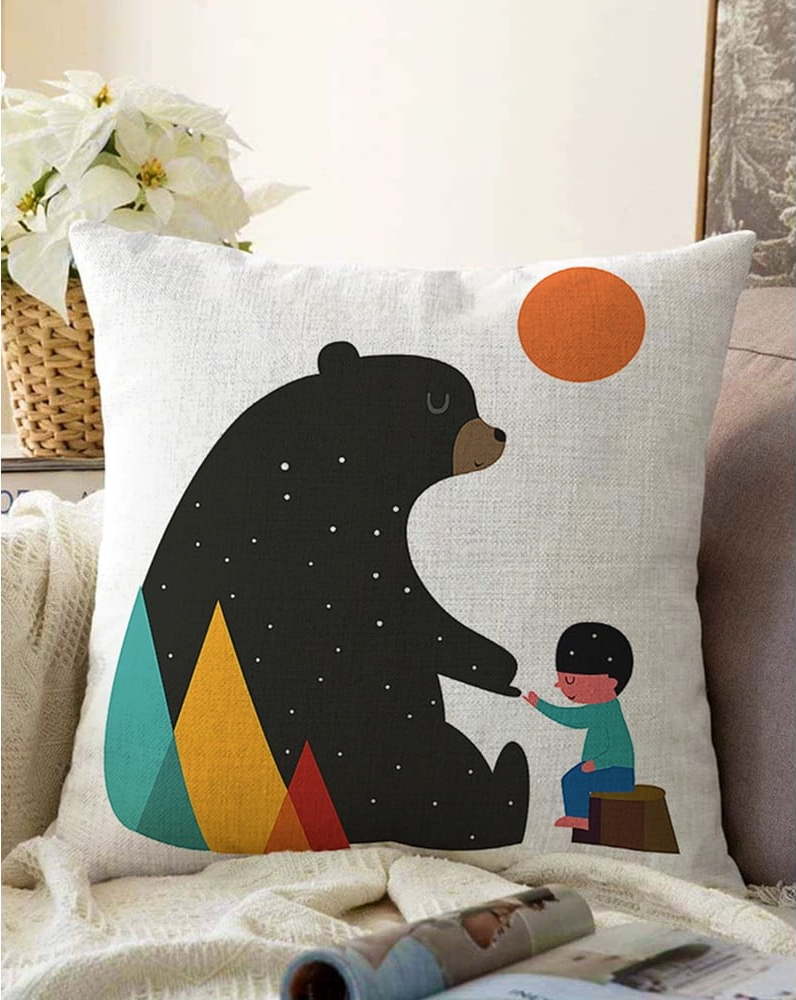 Povlak na polštář s příměsí bavlny Minimalist Cushion Covers Bear