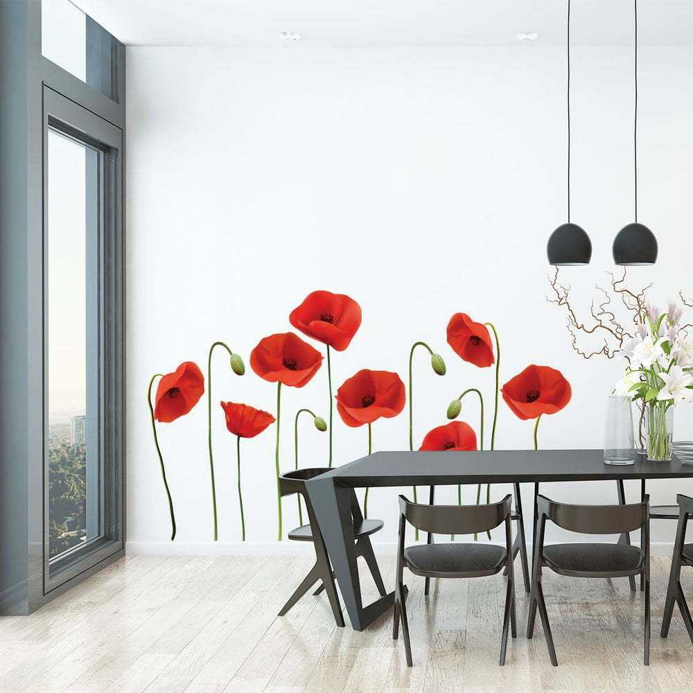 Sada samolepek na zeď Ambiance Vermeil Poppies