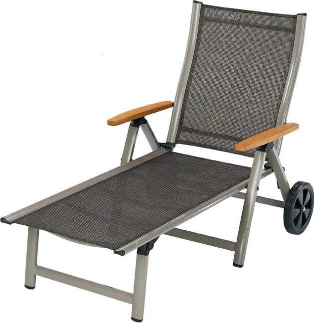 Šedobéžové kovové zahradní lehátko Ass Comfort - Sun Garden Rojaplast