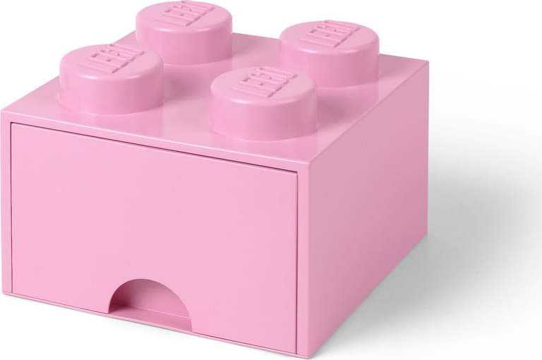 Světle růžový úložný box čtverec LEGO® LEGO