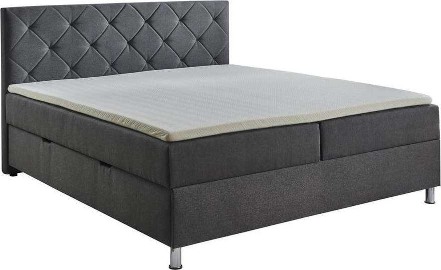 Tmavě šedá boxspring postel s úložným prostorem 180x200 cm Leo - Meise Möbel Meise Möbel