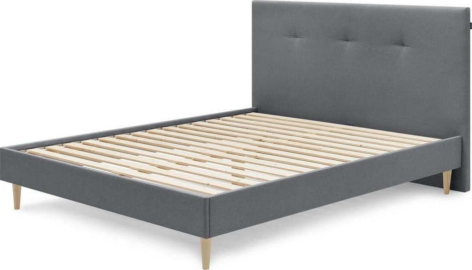 Tmavě šedá čalouněná dvoulůžková postel s roštem 160x200 cm Tory - Bobochic Paris Bobochic Paris