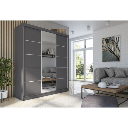 Kvalitní Šatní Skříň Makira 180 cm Šedá Furniture