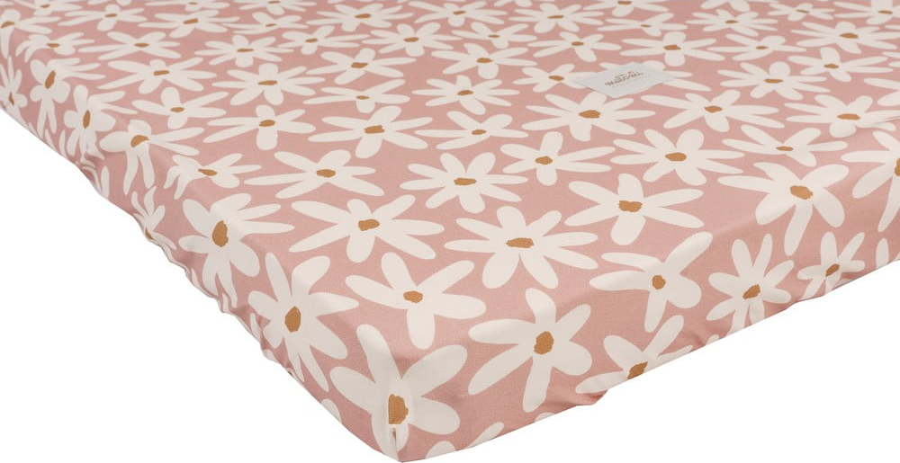 Napínací bavlněné dětské prostěradlo do postýlky 80x160 cm Blush Daisies – Malomi Kids Malomi Kids