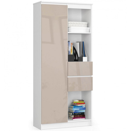 Regál R 80cm CLP R15 bílá/cappuccino lesk Akord