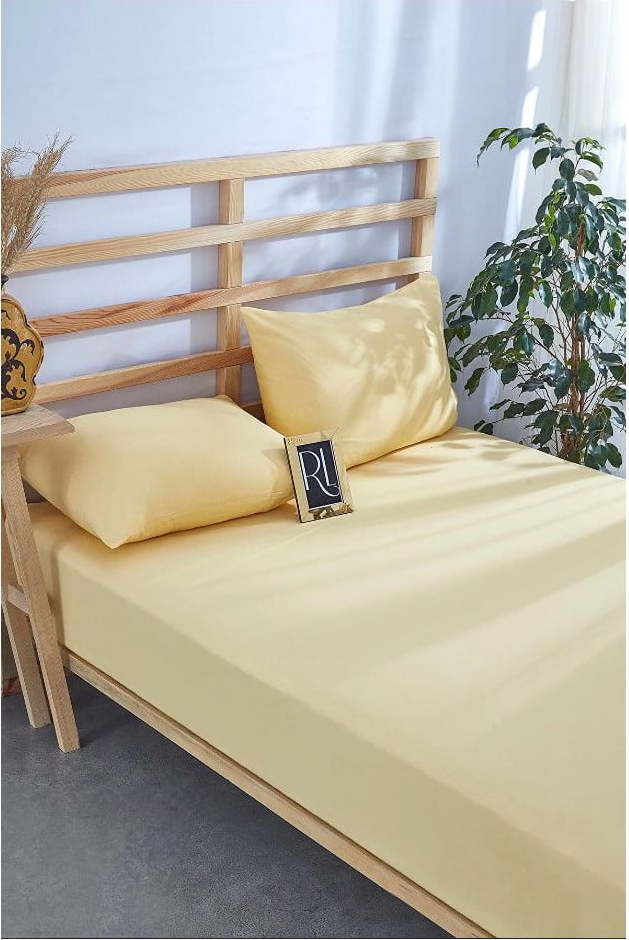 Žluté napínací bavlněné prostěradlo 160x200 cm – Mila Home Mila Home