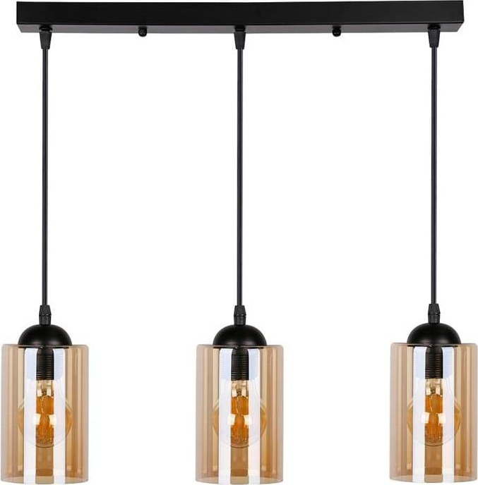 Černé závěsné svítidlo se skleněným stínidlem 10x55 cm Bistro – Candellux Lighting Candellux Lighting