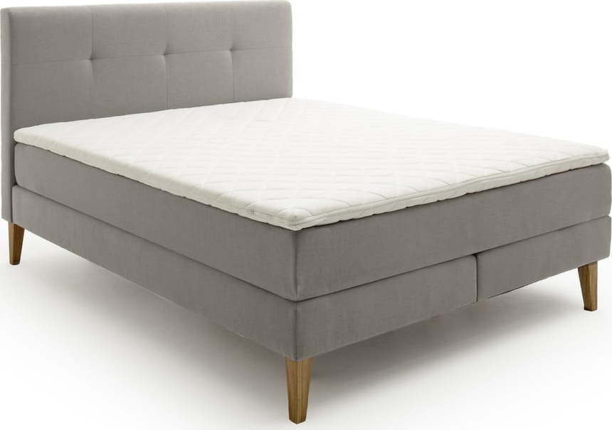 Světle šedá boxspring postel 160x200 cm Stockholm – Meise Möbel Meise Möbel