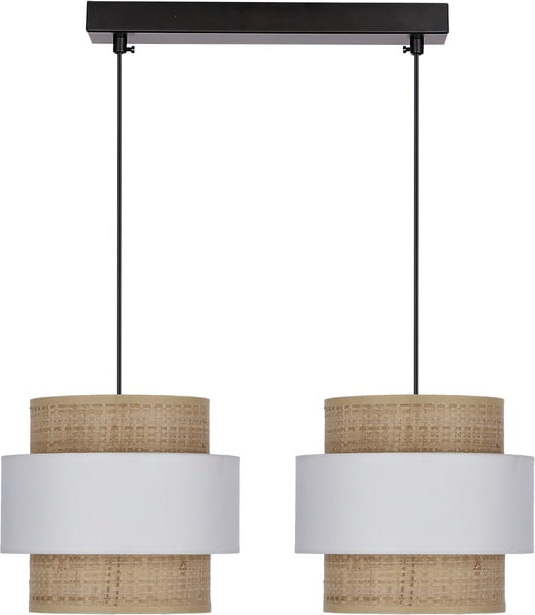 Závěsné svítidlo s ratanovým stínidlem v bílo-přírodní barvě ø 20 cm Rattan – Candellux Lighting Candellux Lighting