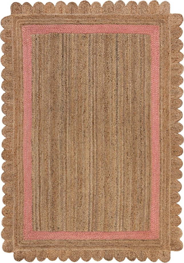 Ručně tkaný jutový koberec v růžovo-přírodní barvě 120x170 cm Grace – Flair Rugs Flair Rugs
