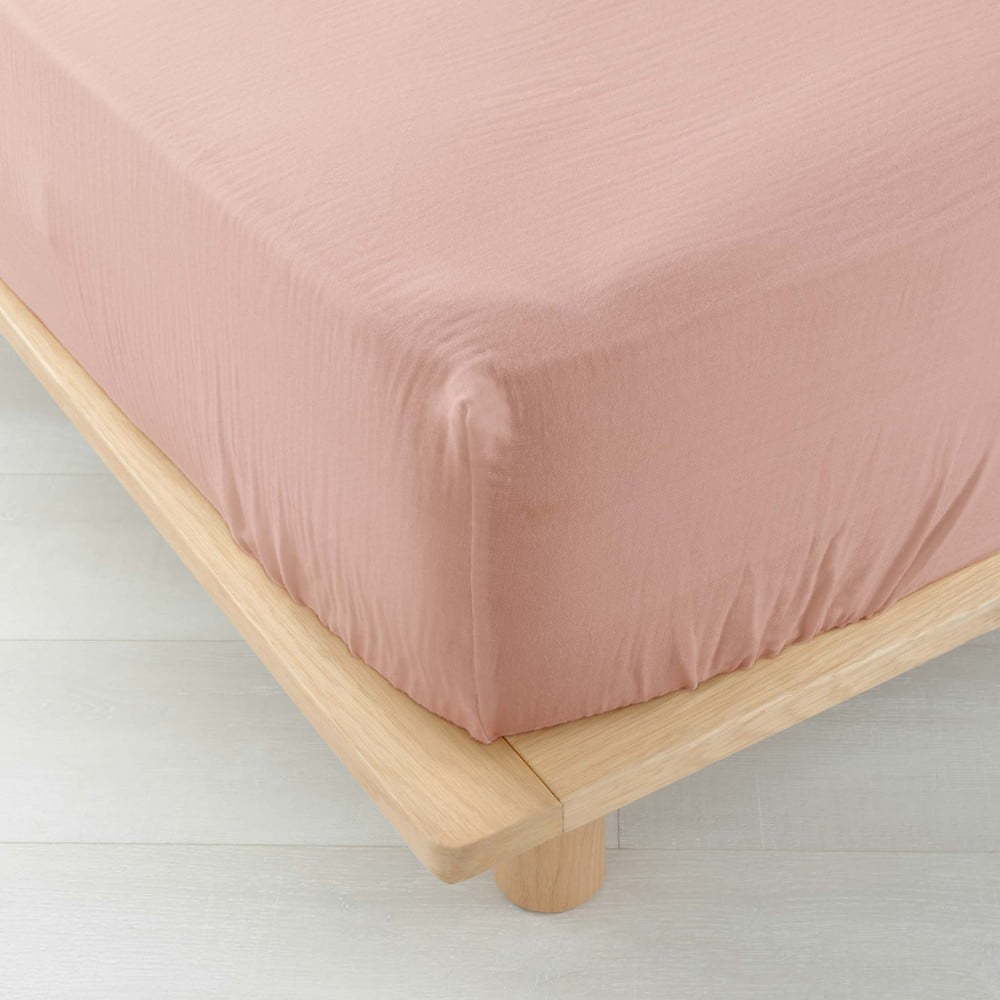 Růžové napínací mušelínové prostěradlo 140x190 cm Angelia – douceur d'intérieur Douceur d intérieur