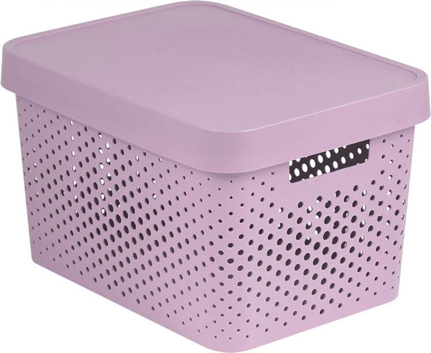 Růžový plastový úložný box s víkem 27x36x22 cm Infinity – Curver Curver