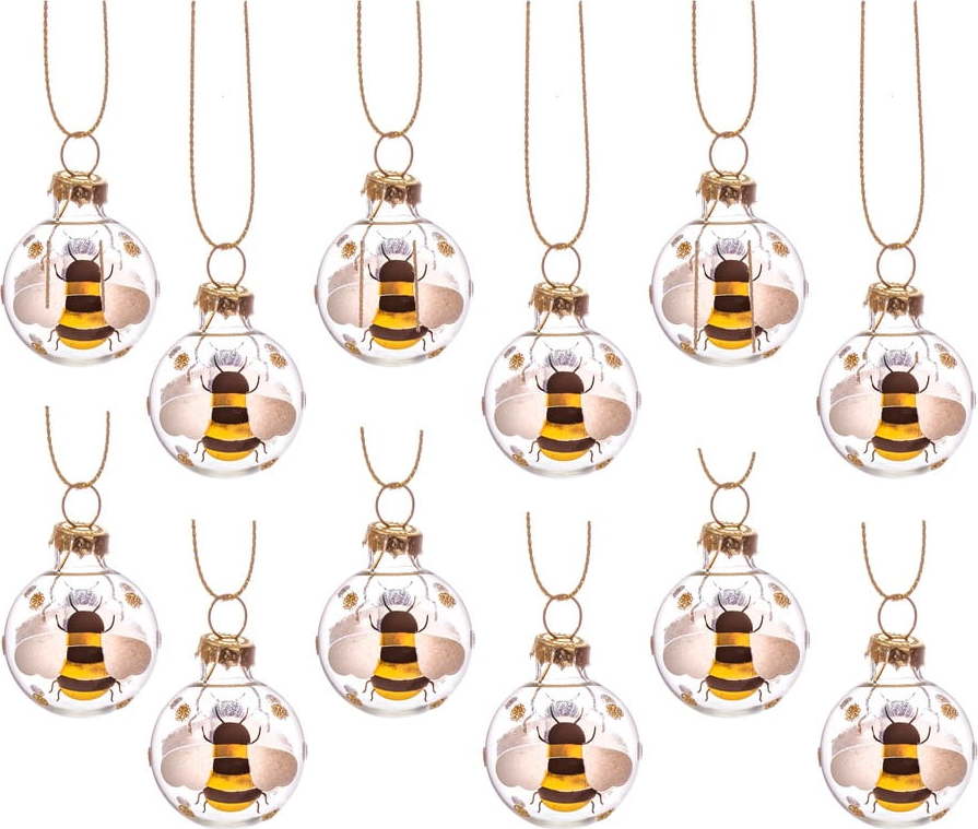 Skleněné vánoční ozdoby v sadě 12 ks Bee Mini – Sass & Belle Sass & Belle