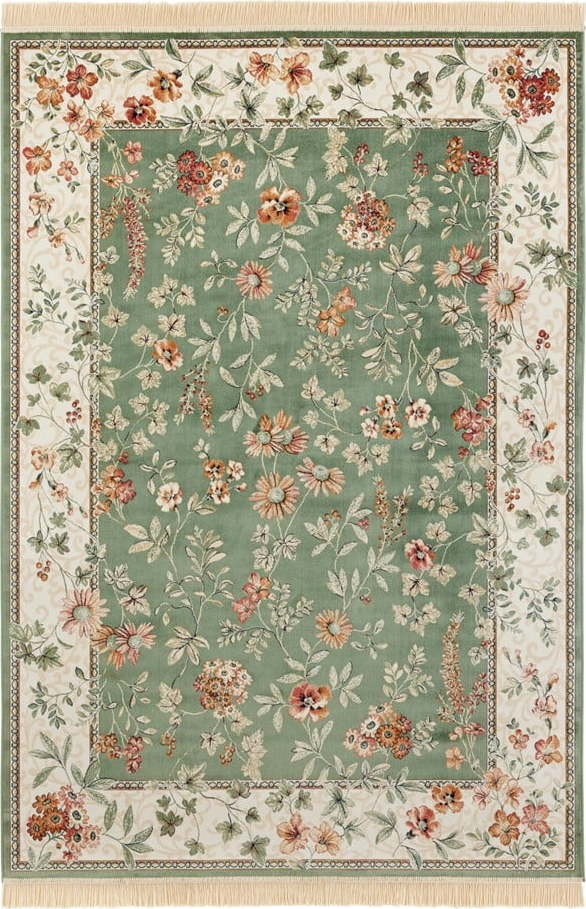 Zeleno-krémový koberec z viskózy 160x230 cm Oriental – Nouristan Nouristan