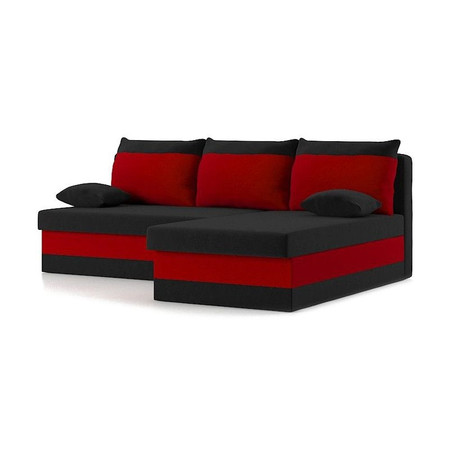 Rozkládací rohová sedací souprava DELI model 2 Černá/červená Pravá SG-nábytek