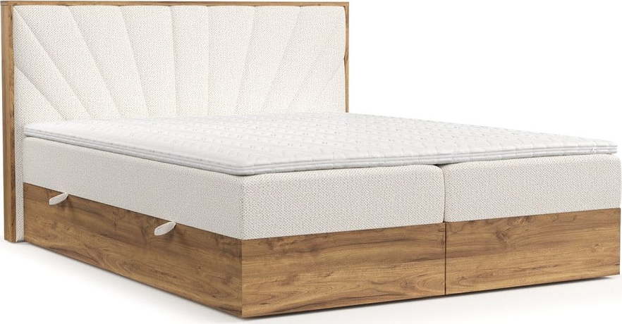 Boxspring postel s úložným prostorem v krémovo-přírodní barvě 180x200 cm Asahi – Maison de Rêve Maison de Reve