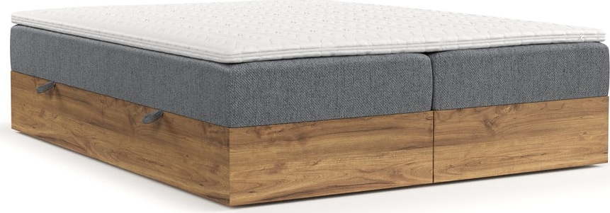 Boxspring postel s úložným prostorem v šedo-přírodní barvě 140x200 cm Faro – Maison de Rêve Maison de Reve