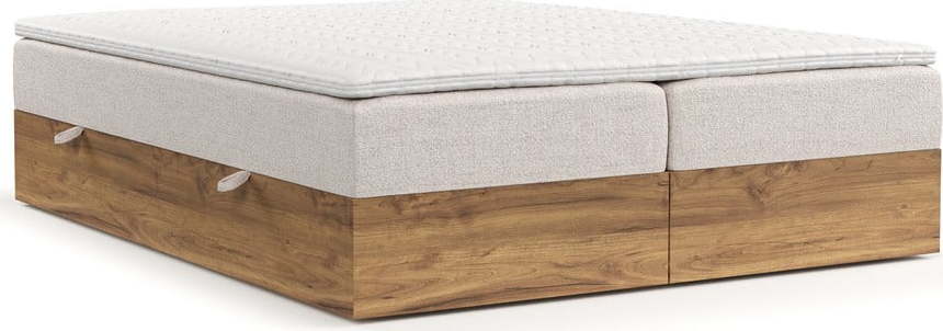 Boxspring postel s úložným prostorem ve světle hnědo-přírodní barvě 160x200 cm Faro – Maison de Rêve Maison de Reve