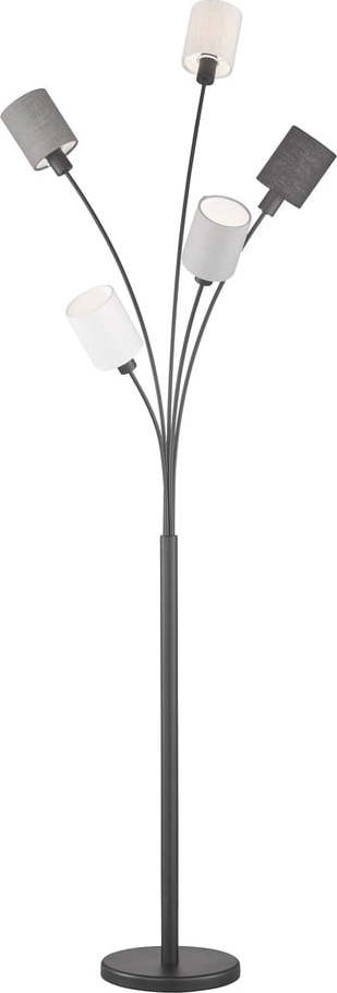 Černo-šedá stojací lampa s textilním stínidlem (výška 172 cm) Koi – Fischer & Honsel Fischer & Honsel