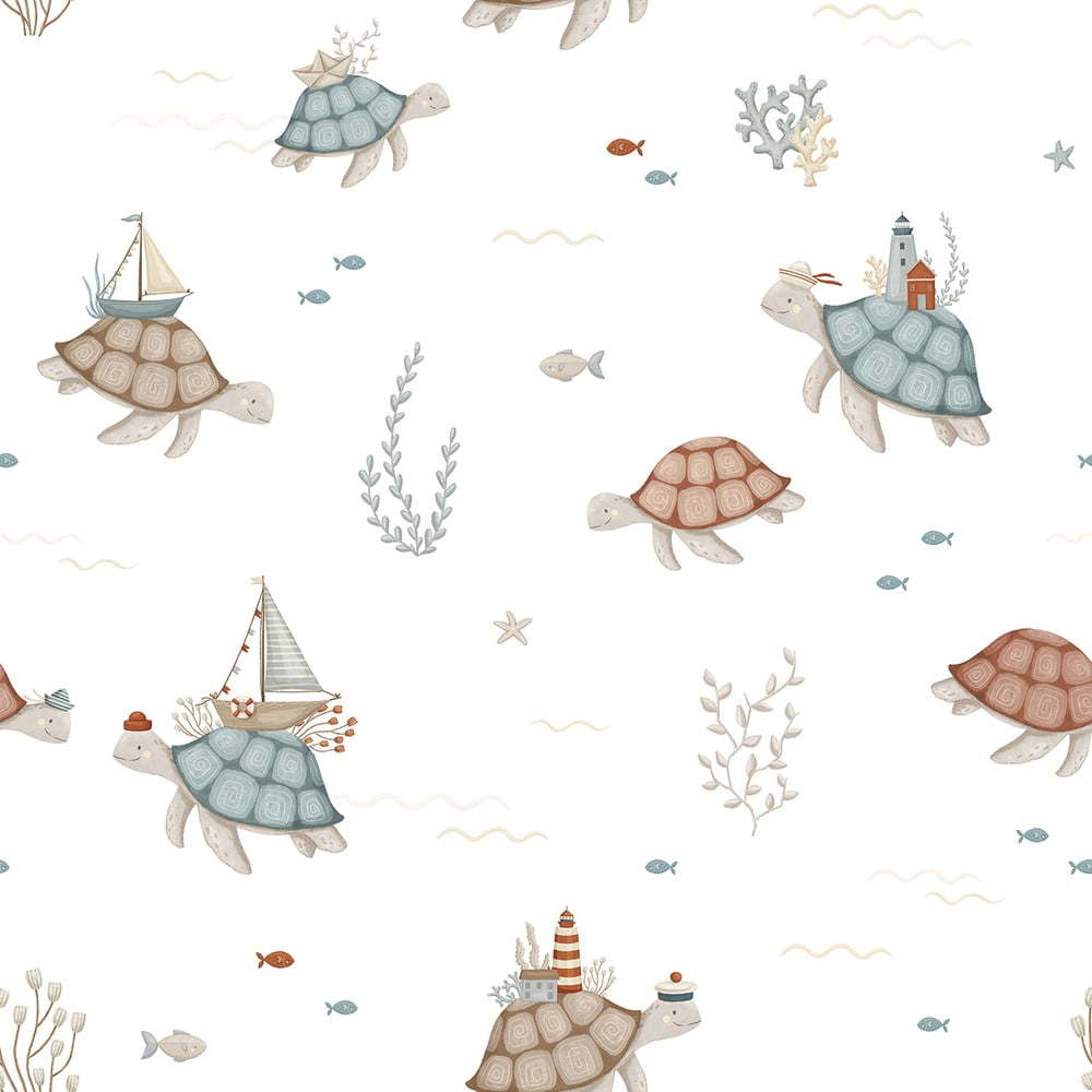 Dětská tapeta z netkané textilie 10 m x 50 cm Sea Turtles – Lilipinso Lilipinso