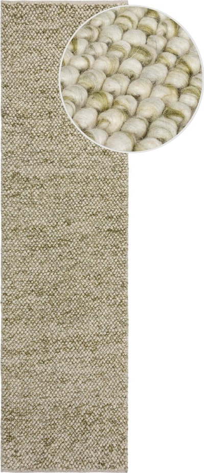 Khaki ručně tkaný běhoun s příměsí vlny 60x230 cm Minerals – Flair Rugs Flair Rugs