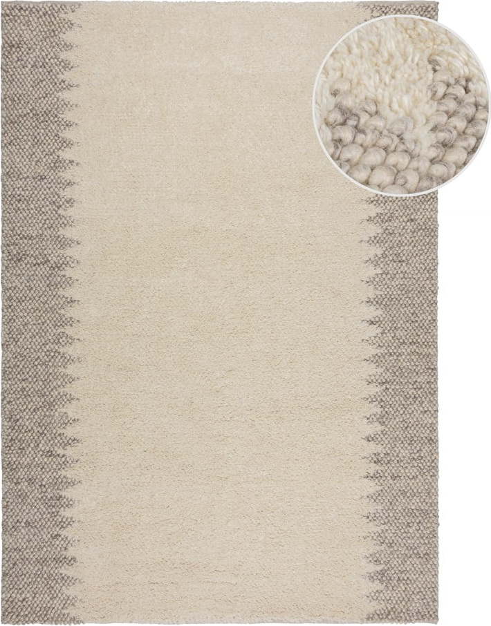 Krémový ručně tkaný koberec s příměsí vlny 120x170 cm Minerals Border – Flair Rugs Flair Rugs