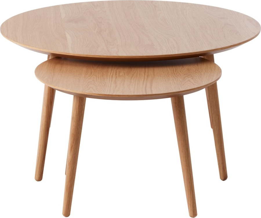 Kulaté konferenční stolky v dekoru dubu v přírodní barvě v sadě 2 ks ø 88 cm Adda – Unique Furniture Unique Furniture