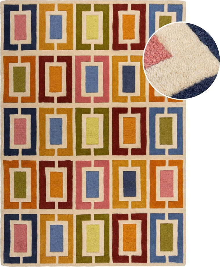 Ručně tkaný vlněný koberec 120x170 cm Retro Blocks – Flair Rugs Flair Rugs