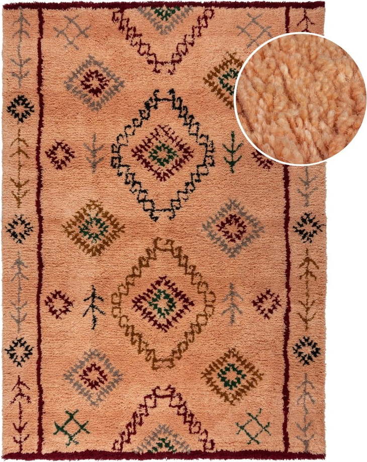 Ručně tkaný vlněný koberec v lososové barvě 200x290 cm Moroccan Sahara – Flair Rugs Flair Rugs