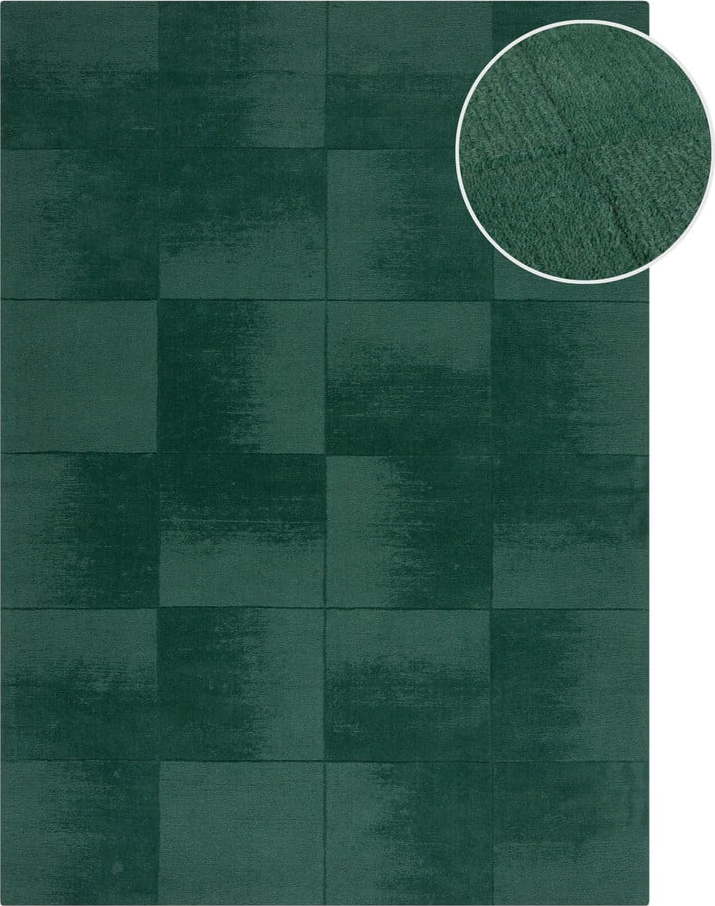 Ručně tkaný vlněný koberec v petrolejové barvě 160x230 cm Demi Check Ombre – Flair Rugs Flair Rugs