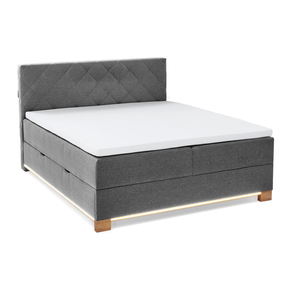 Šedá boxspring postel s úložným prostorem 180x200 cm Messina – Meise Möbel Meise Möbel