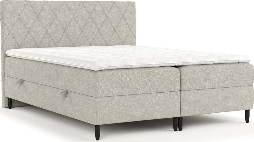 Šedobéžová boxspring postel s úložným prostorem 180x200 cm Gwen – Maison de Rêve Maison de Reve