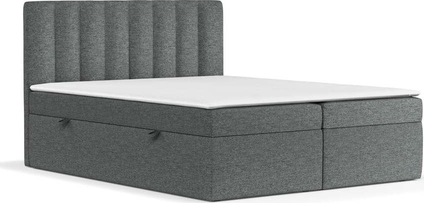 Tmavě šedá boxspring postel s úložným prostorem 160x200 cm Novento – Maison de Rêve Maison de Reve