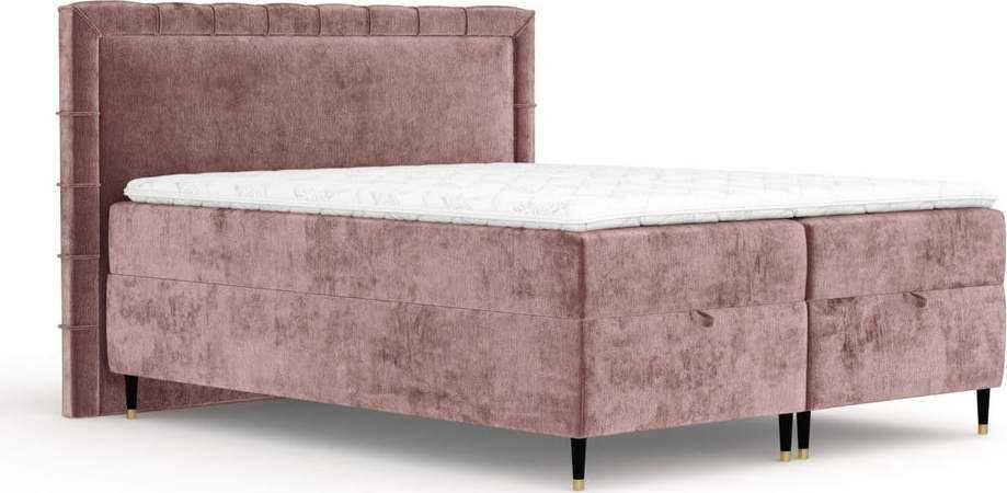 Růžová boxspring postel s úložným prostorem 160x200 cm Voyage – Maison de Rêve Maison de Reve