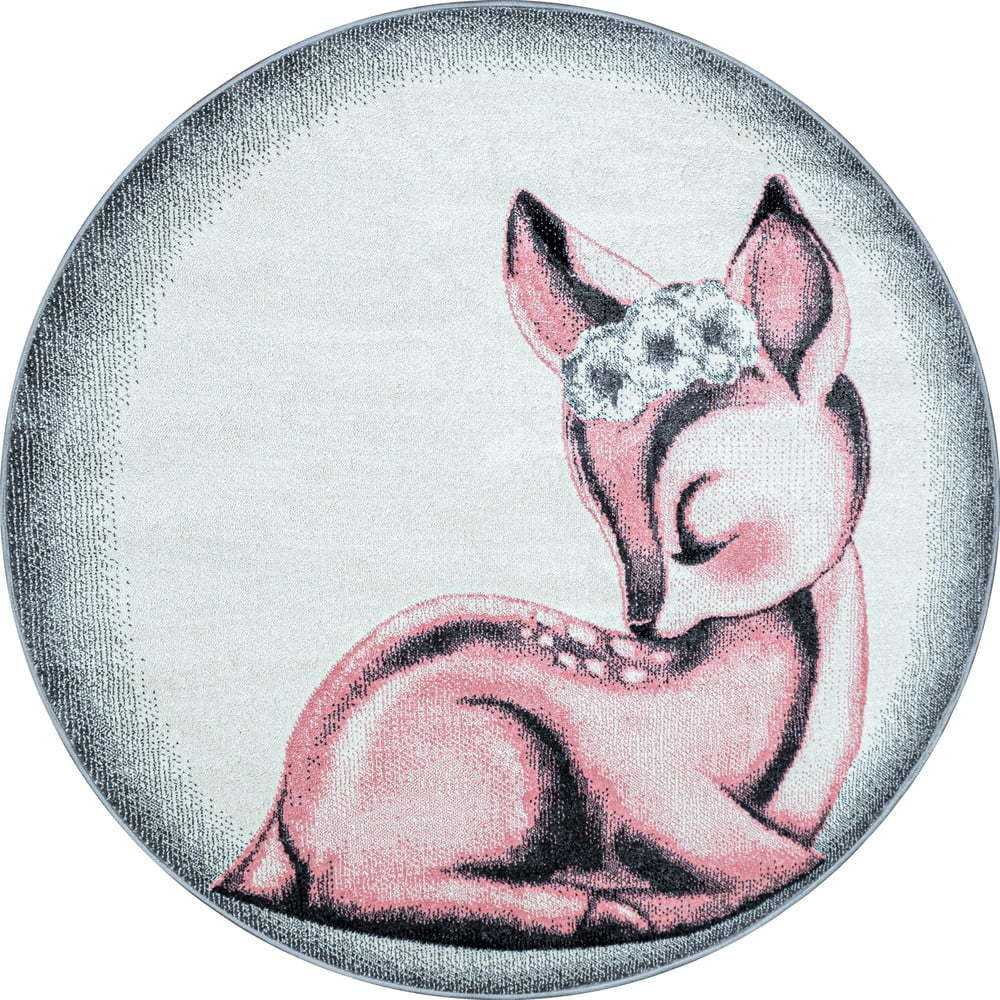 Světle růžovo-světle šedý dětský koberec ø 120 cm Bambi – Ayyildiz Carpets Ayyildiz Carpets