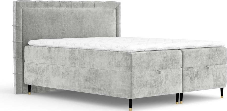 Světle šedá boxspring postel s úložným prostorem 160x200 cm Voyage – Maison de Rêve Maison de Reve