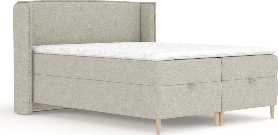 Světle šedá boxspring postel s úložným prostorem 180x200 cm Monpelli – Maison de Rêve Maison de Reve